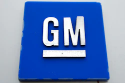 The General Motors logo in Hamtramck, Mich.