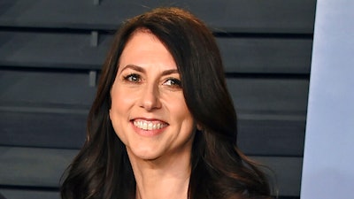 Then-MacKenzie Bezos arrives at the Vanity Fair Oscar Party in Beverly Hills, Calif.