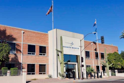 The main entrance of the Lockheed Martin plant in Goodyear, Ariz.