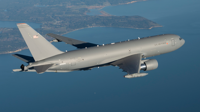 The KC-46A is a multirole tanker designed to refuel allied and coalition military aircraft compatible with international aerial refueling procedures.