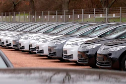 ID.3 cars at Volkswagen's factory in Zwickau, Germany, Feb. 25, 2020.