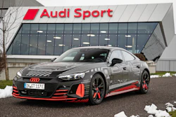 This photo provided by Audi shows the Audi e-tron GT prototype, a fully electric sport sedan that promises equal parts speed and long-distance comfort.
