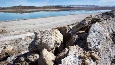 Waste salt near an evaporation pond at the Silver Peak lithium mine near Tonopah, Nev., Jan. 30, 2017.