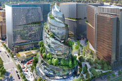 Artist rendering of Amazon's headquarters redevelopment, Arlington, Va.