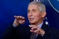 Dr. Anthony Fauci, director of the National Institute of Allergy and Infectious Diseases, speaks with reporters at the White House, Jan. 21, 2021.