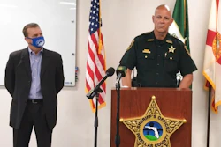 In this screen shot from a YouTube video posted by the Pinellas County Sheriff's Office, Pinellas County Sheriff Bob Gualtieri speaks during a news conference as Oldsmar, Fla., Mayor Eric Seidel, left, listens, Monday, Feb. 8, 2021, in Oldsmar, Fla. Authorities say a hacker gained access to Oldsmar's water treatment plant in an unsuccessful attempt to taint the water supply with a caustic chemical.