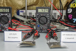The gases built up and caused the non-protected battery (on the left) to swell up. It may lead to an explosion. The protected battery (on the right) remains flat as the protective layer blocked the process.