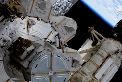 This photo provided by NASA shows US astronaut Kate Rubins outside the International Space Station during a space walk on Friday, March 5, 2021. Rubins and Japan's Soichi Noguchi floated outside to complete unfinished work from Sunday's spacewalk. More mounting brackets and struts need to be installed for new and improved solar panels due to arrive in June.