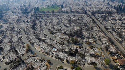 Homes burned by a wildfire in Santa Rosa, Calif., Oct. 11, 2017.