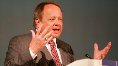 In this Wednesday, May 30, 2007, file photo, Edsel B. Ford II speaks at the Mackinac policy conference on Michigan's Mackinac Island, Mich. Ford II is retiring from the board of Ford Motor after serving as a board member for 33 years. The automaker also named some other members of the famous family as board nominees. Board nominees will be up for election at Ford's annual meeting on May 13, 2021.