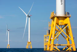 In this Monday, Aug. 15, 2016, file photo, three of Deepwater Wind's turbines stand in the water off Block Island, R.I. A huge wind farm off the Massachusetts coast is edging closer to federal approval, setting up what the Biden administration hopes will be a model for a sharp increase in offshore wind energy development along the East Coast.