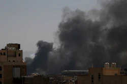 Smoke rises after Saudi-led airstrikes on an army base in Sanaa, Yemen. The airstrikes come as retaliation for recent attacks on Saudi Arabia that were claimed by the Iranian-backed rebels.