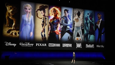 Cathleen Taff, president of distribution, franchise management, business and audience insight for Walt Disney Studios, during a presentation at CinemaCon 2019, Las Vegas, April 3, 2019.