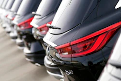 A row of unsold 2021 QX50 sports-utility vehicles sits at an Infiniti dealership, Sunday, Dec. 27, 2020, in Highlands Ranch, Colo. U.S. auto sales rose more than 11% in the first quarter, as strong March 2021 sales far outpaced 2020 when coronavirus pandemic began.