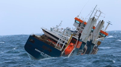 The unmanned Dutch cargo ship Eemslift Hendrika rolls in heavy seas, carrying heavy oil and diesel on board in the Norwegian Sea about 130 kilometers (80 miles) off the coast of Alesund. The crew was evacuated following a distress call from the vessel, and the Norwegian Coastal Administration said Tuesday they have dispatched a coast guard ship to inspect the situation.