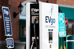 A EVgo electric vehicle charging station is seen at Willow Festival shopping plaza parking lot in Northbrook, Ill., Wednesday, March 31, 2021. President Joe Biden will unveil his $2 trillion infrastructure plan and the proposal calls to build a national network of 500,000 electric vehicle chargers by 2030 and replace 50,000 diesel public transit vehicles.