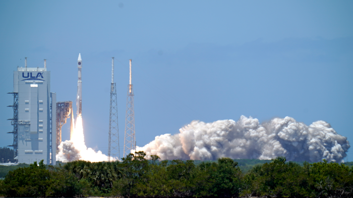 A United Launch Alliance Atlas V rocket lifts off at Cape Canaveral Space Force Station, Fla., May 18, 2021. - AP21138641773783 - US Space Force missile-warning satellite rockets into orbit