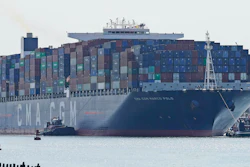 The CMA CGM Marco Polo makes it way toward the Elizabeth-Port Authority Marine Terminal as seen from Bayonne, N.J., Thursday, May 20, 2021. When the CMA CGM Marco Polo docks in New Jersey Thursday it will set a record for the largest container ship ever to visit the East Coast, a reflection both of the New York/New Jersey port system's multibillion-dollar efforts to accommodate larger ships and of the surging demand nationwide for products as COVID-19 restrictions continue to ease.