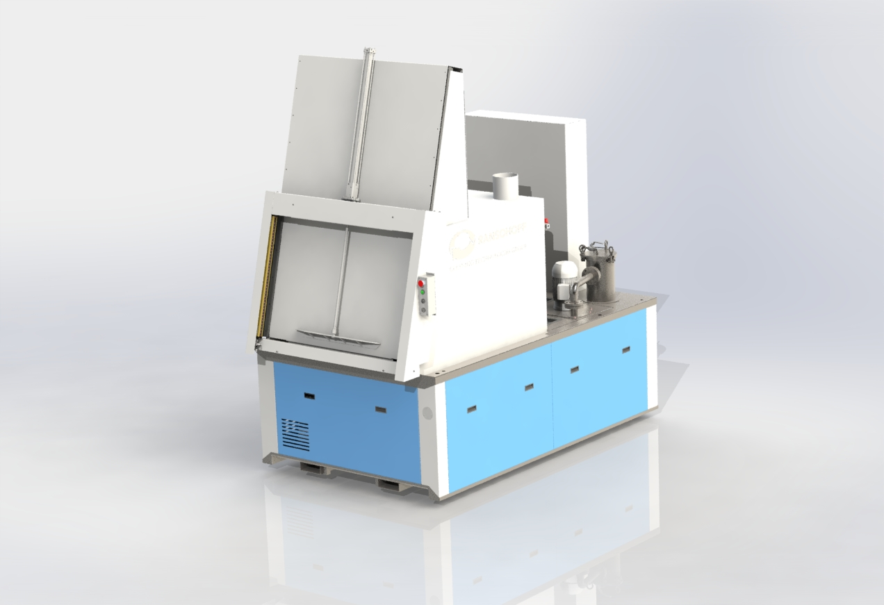 The Cell-U-Clean Mini Jet spray cabinet from Ransohoff.