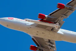 Virgin Orbit's Cosmic Girl Boeing 747-400 takes off from Mojave Air and Space Port, north of Los Angeles.