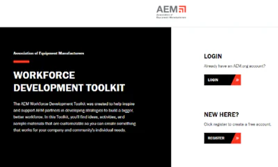 A screenshot from the Workforce Development Assessment toolkit created by the Association of Equipment Manufacturers (AEM).