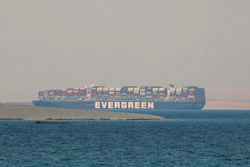 Panama-flagged cargo ship Ever Given anchored in Egypt's Great Bitter Lake, March 30, 2021.