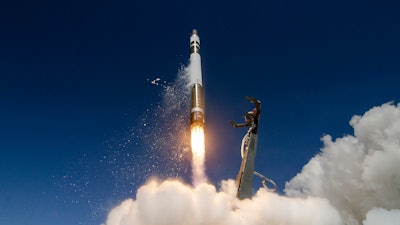 Rocket Lab's Electron rocket launches from the Mahia Peninsula launch site, North Island, New Zealand, Oct. 17, 2019.