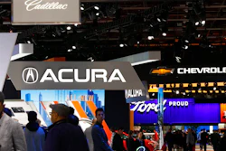The floor of the North American International Auto Show in Detroit, Jan. 17, 2019.