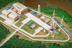This artist's sketch provided by Spaceport Camden shows the launch pad complex of the proposed Spaceport Camden in Camden County, Ga. Since 2012, Officials in Camden County have spent nine years and $10 million pursuing a license to operate the 13th licensed, private spaceport in the U.S. The FAA issued a final environmental impact study Thursday, June 17, 2021, and a decision on its license is expected next month.