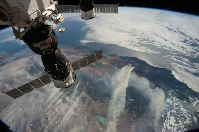 Wildfires seen from the International Space Station.