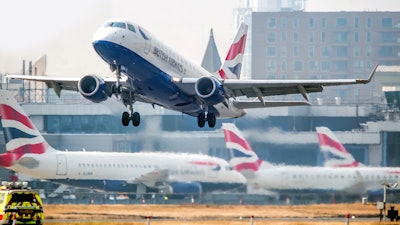 British Airways flight takes off from London City Airport, Sept. 2016.