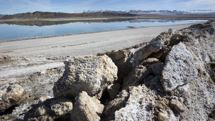 Waste salt shown near an evaporation pond at the Silver Peak lithium mine near Tonopah, Nev., Jan. 30, 2017.