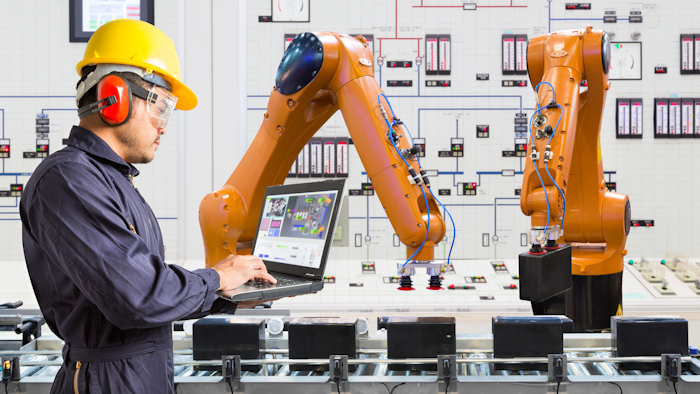 Engineer Programing Development Automation Industry Robotic In Laboratory Of Smart Factory, Industry 4 0 Concept 822210960 3869x2580