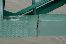 Crack in a steel beam on the Interstate 40 bridge near Memphis.