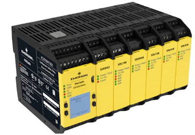 Figure 2: Emerson’s PACSafe configurable safety controllers are more flexible than hardwired safety relays, offer communications and diagnostics capabilities, and are easily configured using an intuitive graphical interface.