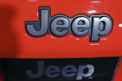 Jeep logo at the Los Angeles Auto Show, Nov. 17, 2016.