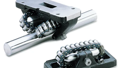Figure 3. Thomson RoundWay® linear roller bearings provide smooth, accurate and high-speed operation in high-load, heavy-duty applications. Travel speeds can reach 31 m/sec with up to 138 m/sec2 acceleration.