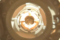 The first rock sample obtained by the Mars Perseverance rover, Sept. 1, 2021.