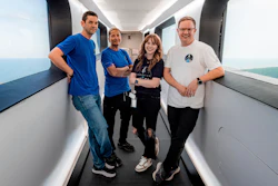 From left, Jared Isaacman, Sian Proctor, Hayley Arceneaux and Chris Sembroski stand in the crew access arm at Launch Complex 39A at Kennedy Space Center in Florida, July 28, 2021.