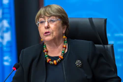 Michelle Bachelet, U.N. High Commissioner for Human Rights, speaks during a press conference at the U.N.'s European headquarters in Geneva, Switzerland, Dec. 9, 2020.