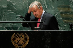 United Nations Secretary General Antonio Guterres addresses the 76th Session of the U.N. General Assembly, New York, Sept. 21, 2021.