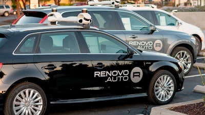 This 2018, photo provided by Renovo/Woven Planet shows Renovo's automated driving test fleet in Calif. Japanese automaker Toyota is revving up acquisitions in mobility technology, adding Renovo Motors Inc., a Silicon Valley software developer, to its Woven Planet team, which is working on automated driving.