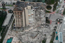 Aerial photo of the Champlain Towers South Condo after a wing of the building collapsed, June 24, 2021, Surfside, Fla.
