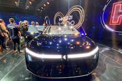 An electric car unveiled by Foxconn during a press event in Taipei, Taiwan, Oct. 18, 2021.