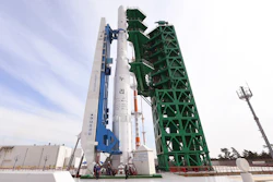 The Nuri rocket on its launch pad at the Naro Space Center, Goheung, South Korea, Oct. 20, 2021.