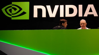 Nvidia booth at the Mobile World Congress trade show in Barcelona, Feb. 27, 2014.
