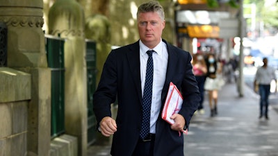 Lawyer Paul McGirr arrives at Central Local Court in Sydney, October 28, 2021.