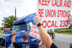 In this Sept. 13, 2021 file photo, members of Local 23D Union picket in front of Heaven Hill Distillery in Bardstown, Ky. Workers at one of the world’s largest bourbon producers, are scheduled to vote on a new contract on Saturday, Oct. 23, six weeks after walking out. The company announced a tentative contract agreement with the union representing striking workers on Friday.