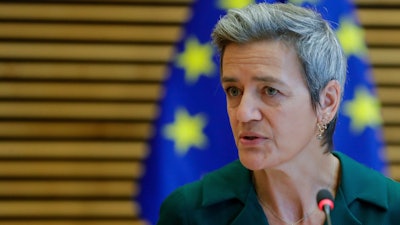 European Commissioner for Europe Fit for the Digital Age Margrethe Vestager during a meeting of the College of Commissioners, EU headquarters, Brussels, Nov. 10, 2021.