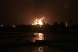 Fire at a Pertamina oil refinery, Cilacap, Indonesia, Nov. 13, 2021.